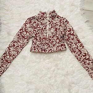 Acacia Swimwear Kids Floral Long-Sleeve Rashguard - Brown & Cream